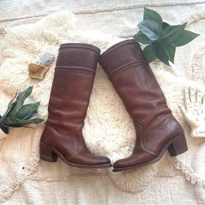 Frye Jane Pebbled Full Grain Leather Boots in Redwood